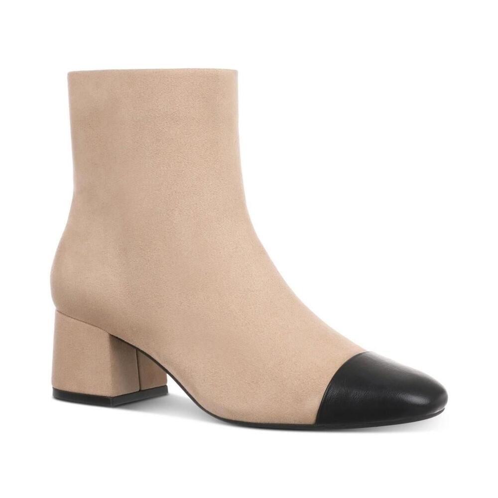 On 34th Stylish Beige and Black Block Heel Ankle Boots Women's size 11